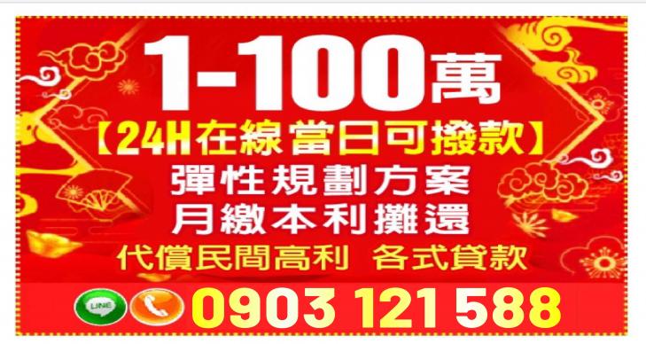 1~100萬內借款方案，1萬元月息100元